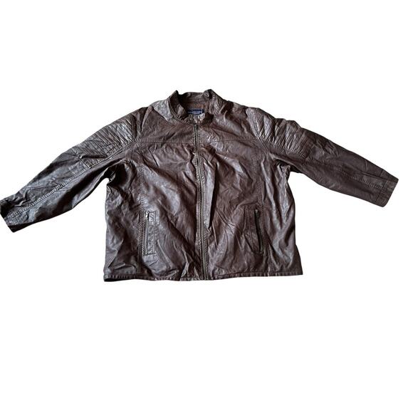 RoundTree and Yorke Brown Faux Leather Bomber Jacket 4XT Women’s Coat Preloved - Picture 1 of 9